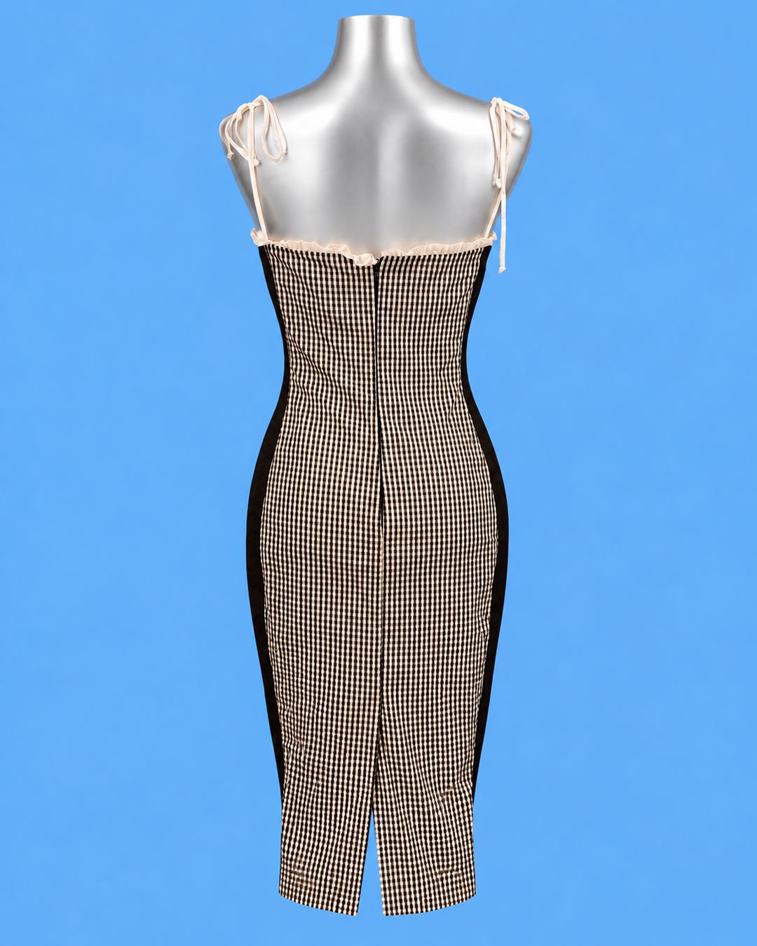 ICEBERG Black & White Gingham Bustier Dress