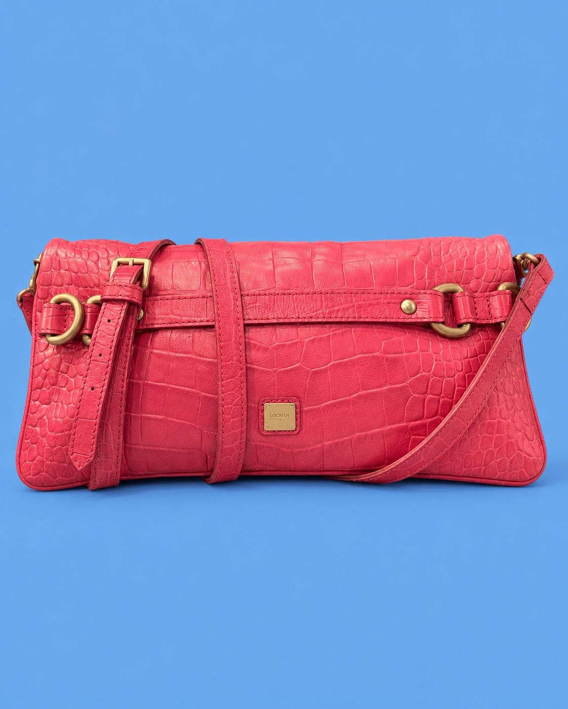 LOCMAN Pink Croc Shoulder Bag