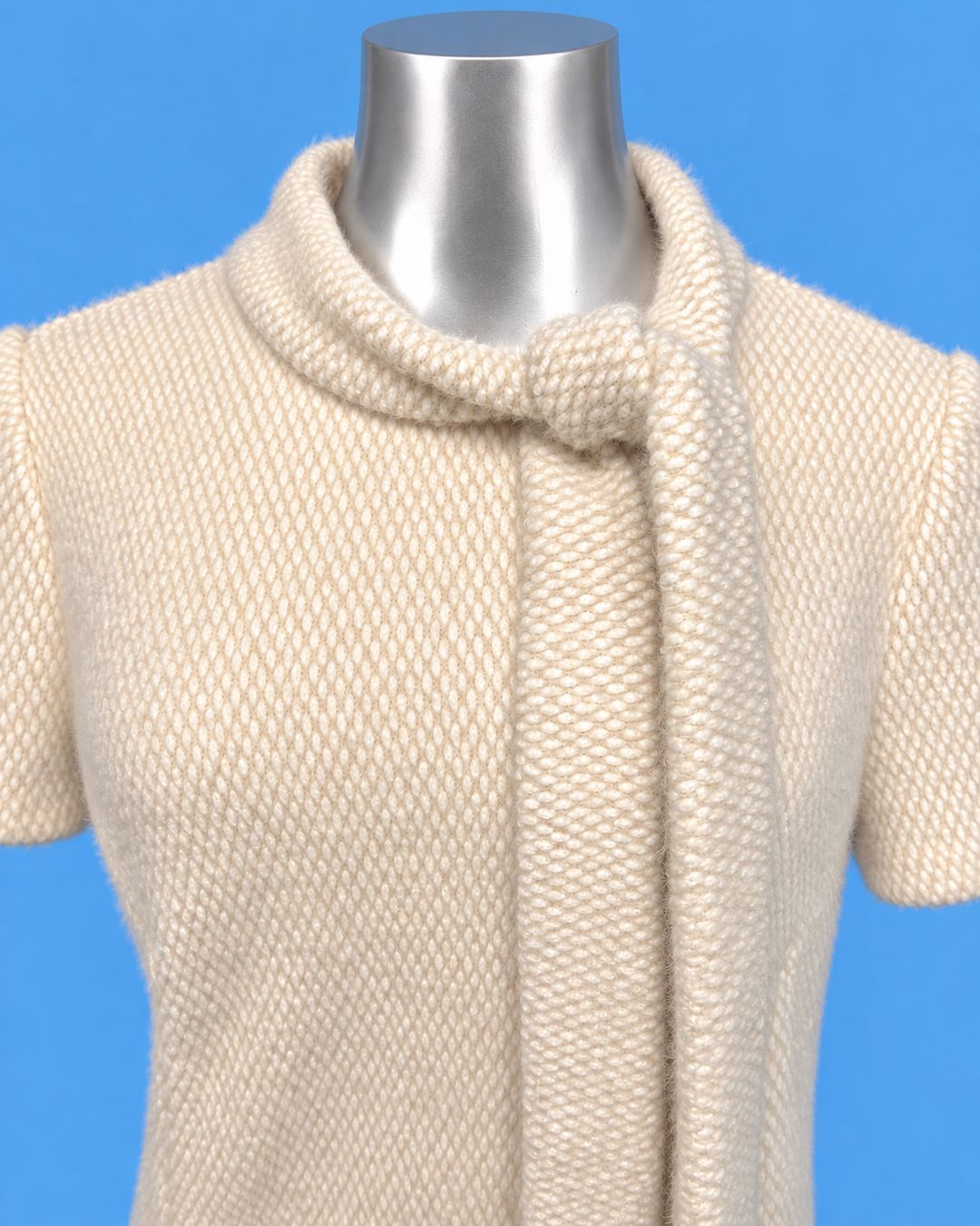 SANDRO FERRONE Ivory Tie-Neck Shift Dress