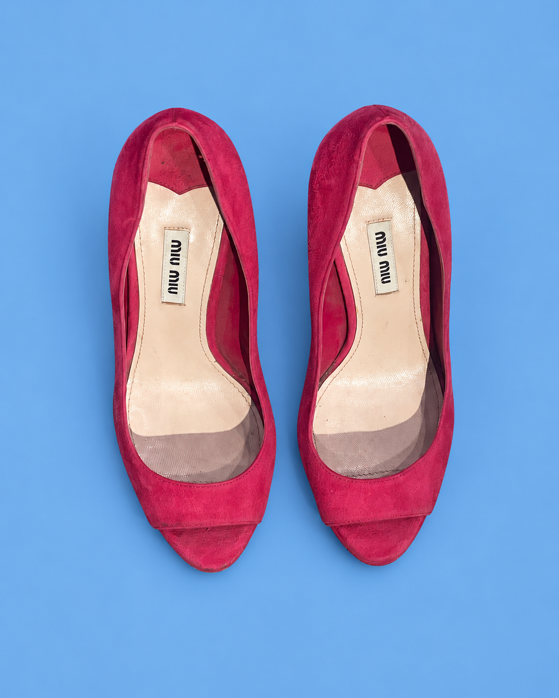 MIU MIU Hot Pink Suede Platform Pumps