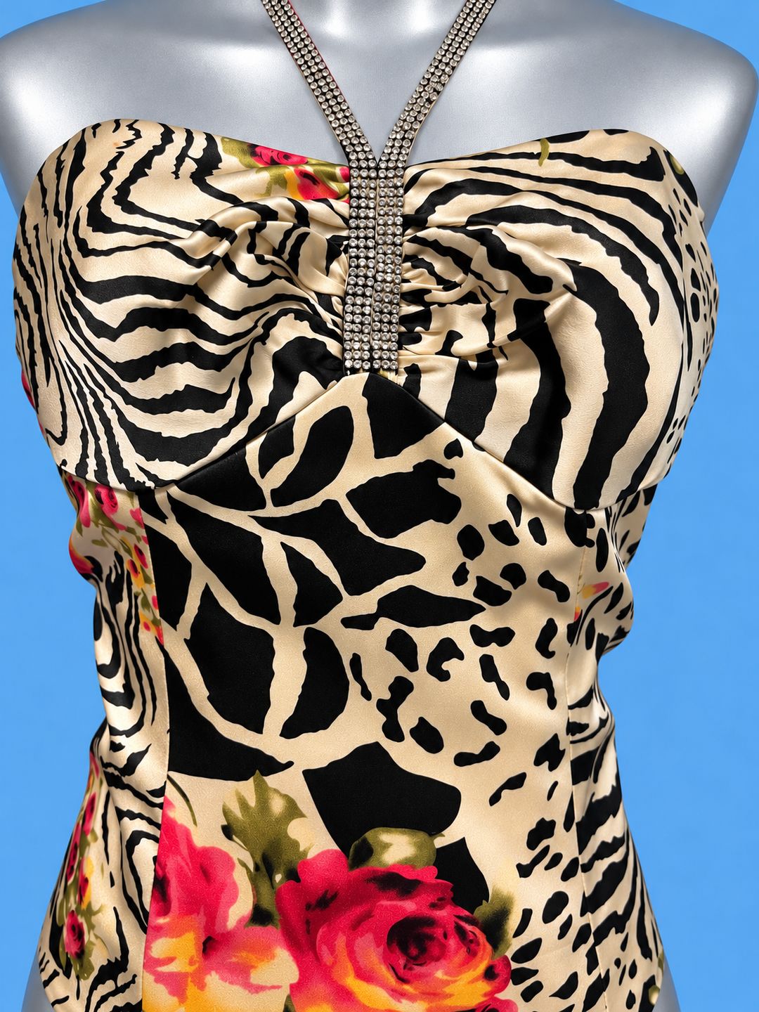 Animal Print Rhinestone Halter Top
