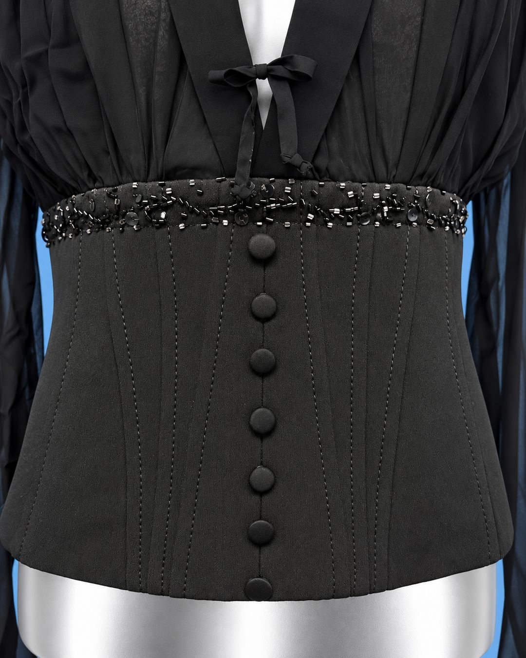 MISS MAX Black Corset-Waist Blouse