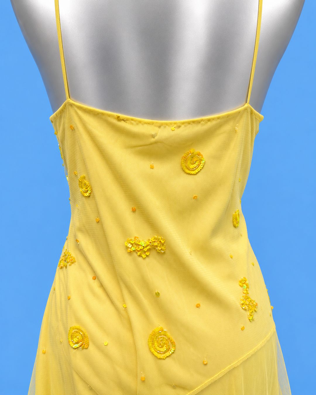 PRIVILEGIO Yellow Beaded Tulle Dress