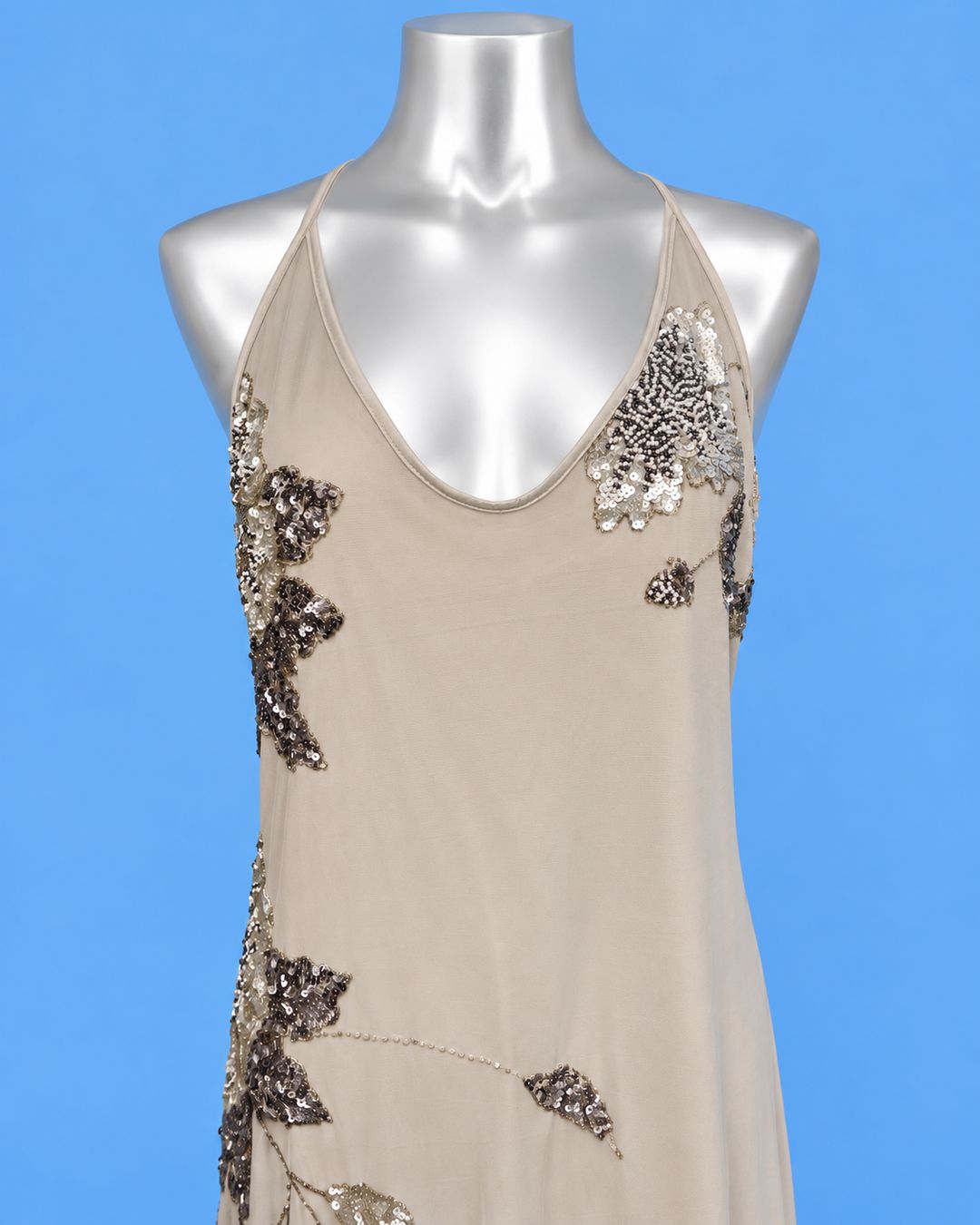 AYIN Grey Embellished Slip Dress