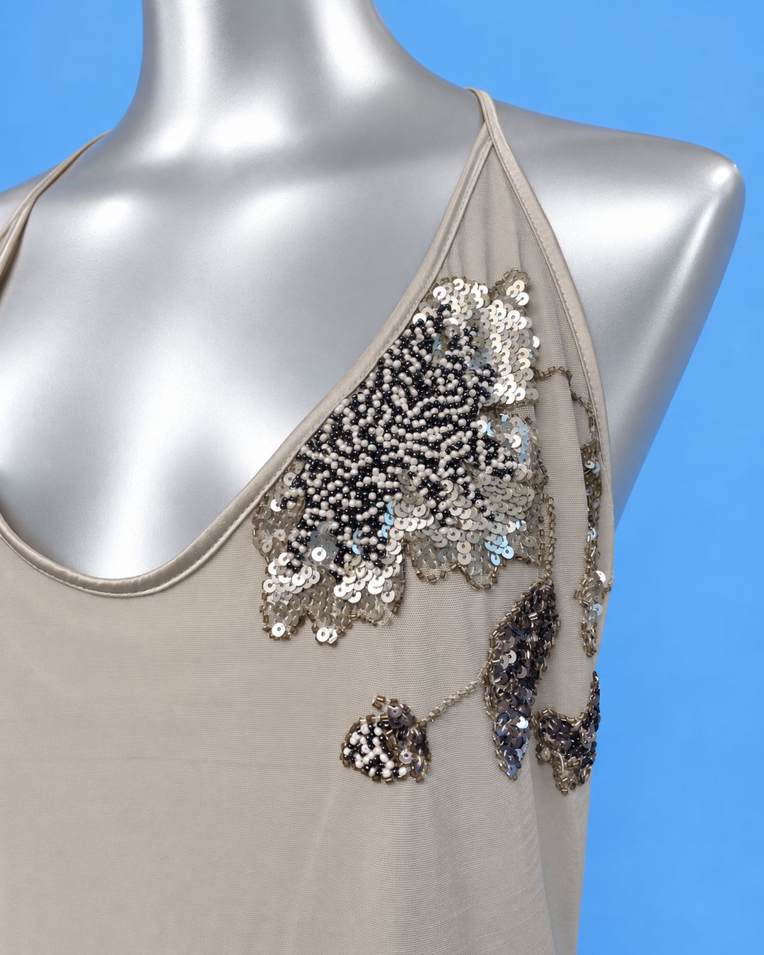 AYIN Grey Embellished Slip Dress