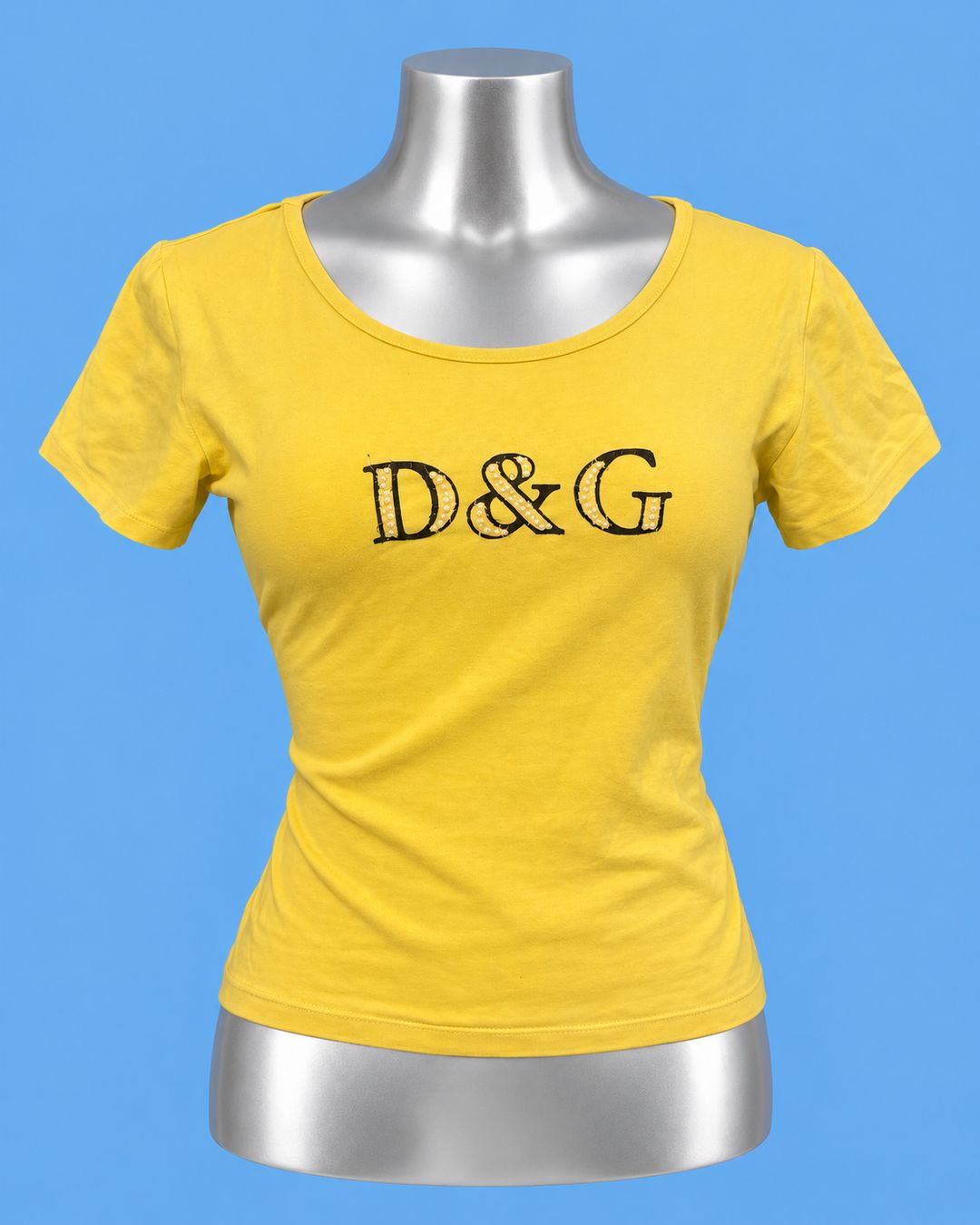 D&G Yellow Pearl-Embellished Logo T-Shirt
