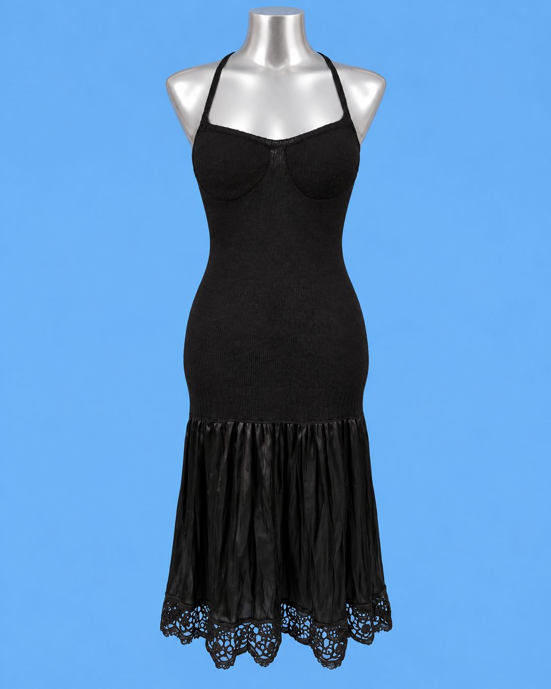 LIU JO Black Knit & Lace-Trim Dress