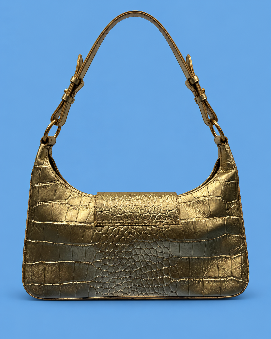 Claudio Orciani Gold Croc-Effect Embellished Shoulder Bag