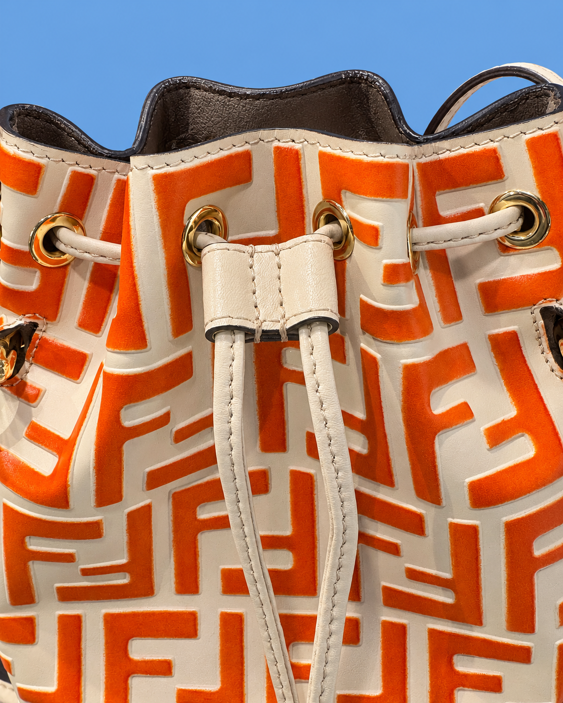 FENDI Orange FF Drawstring Bucket Bag