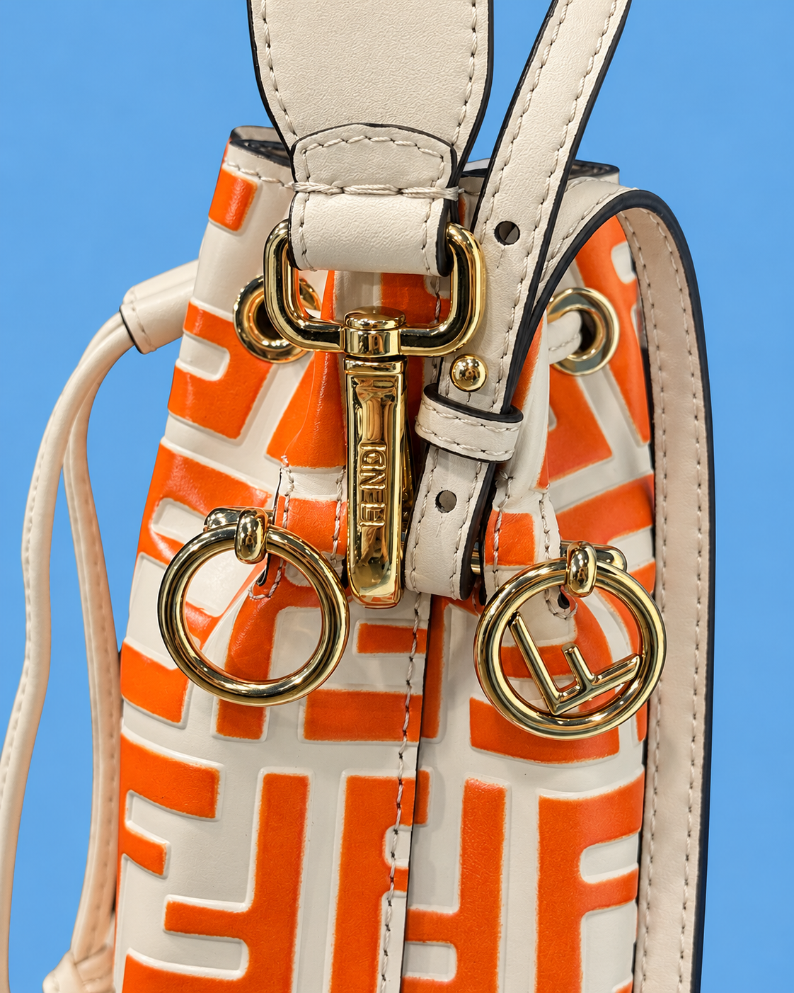 FENDI Orange FF Drawstring Bucket Bag