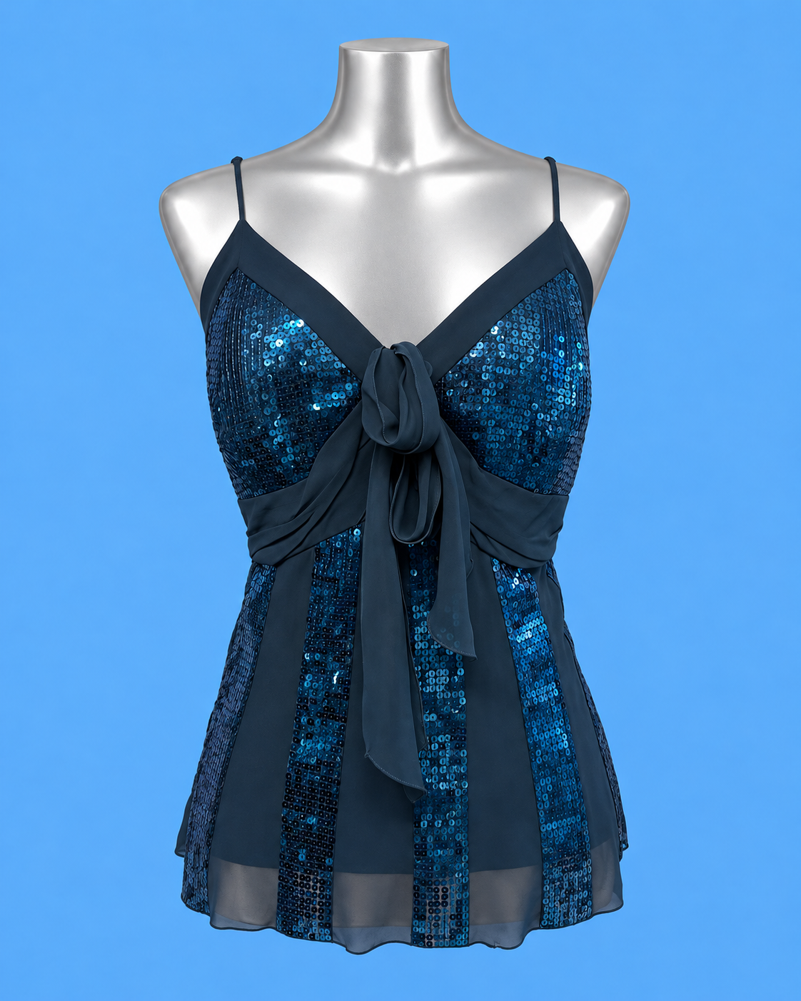Midnight Blue Sequin Bow Camisole