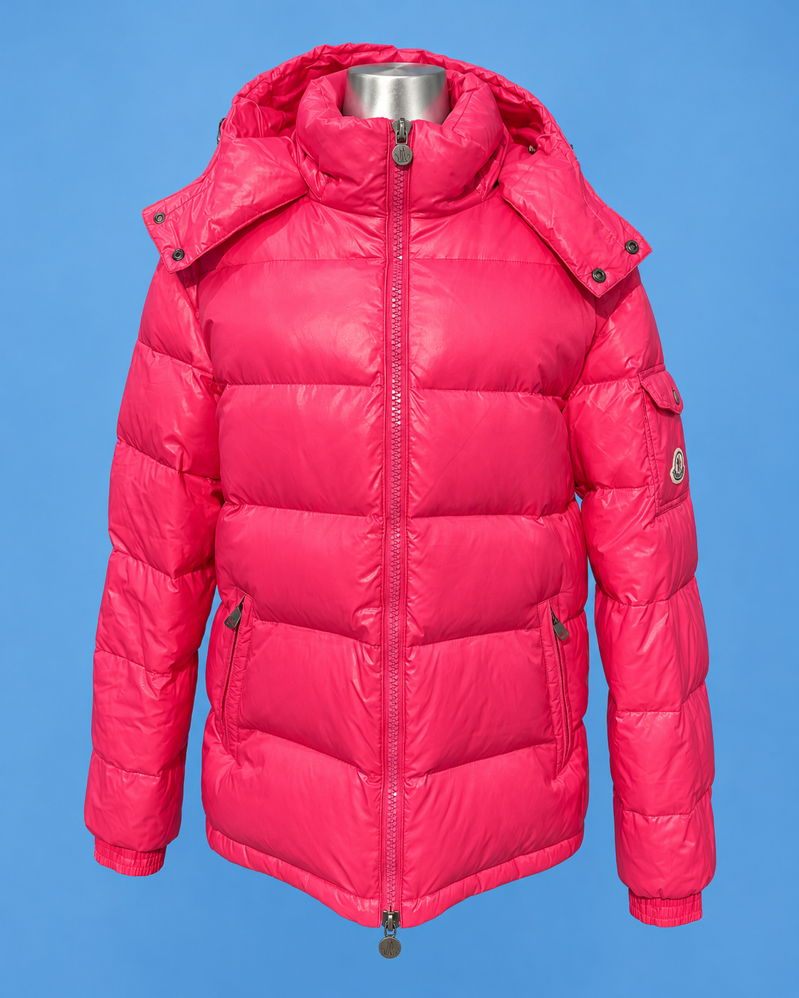 MONCLER Hot Pink Glossy Down Puffer Jacket