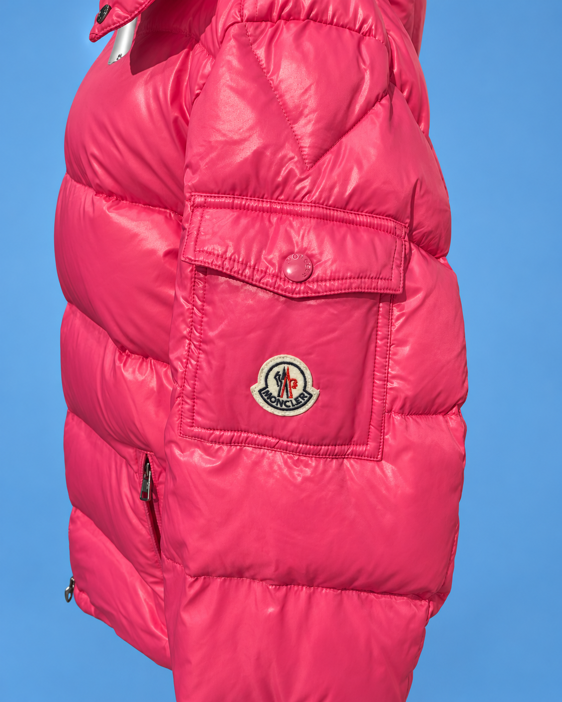 MONCLER Hot Pink Glossy Down Puffer Jacket