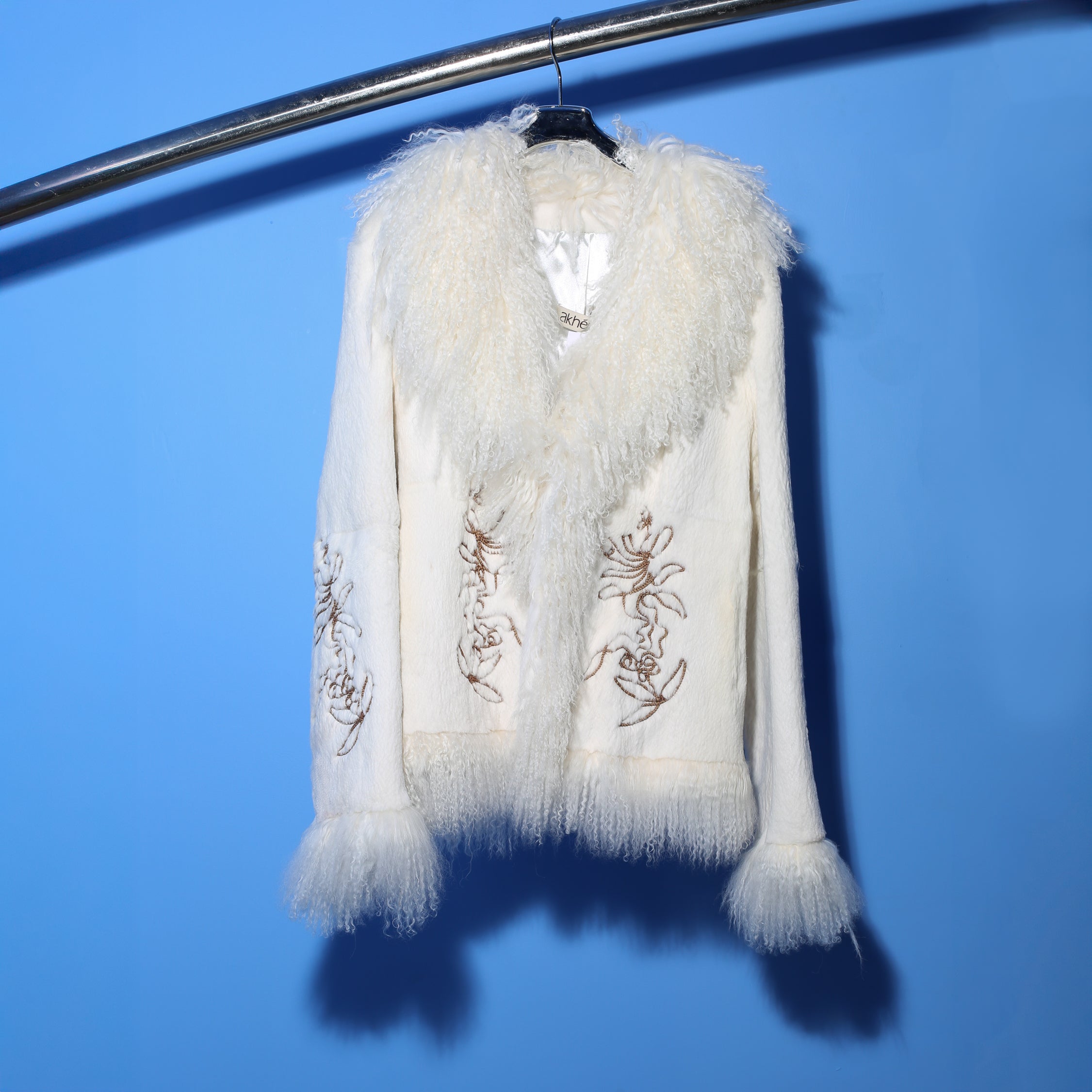 White Shearling Trim Jacket