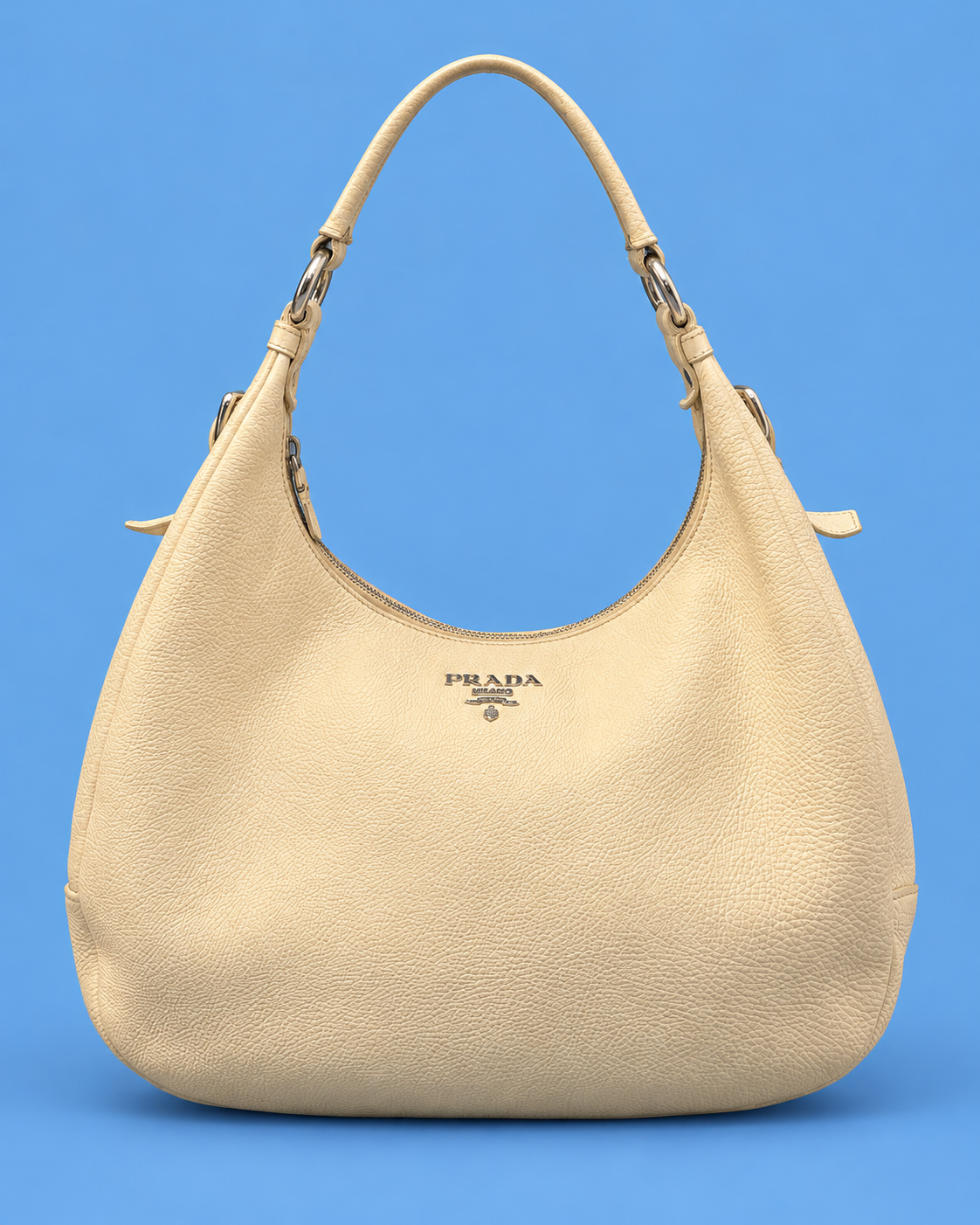 PRADA Cream Grained Hobo Bag