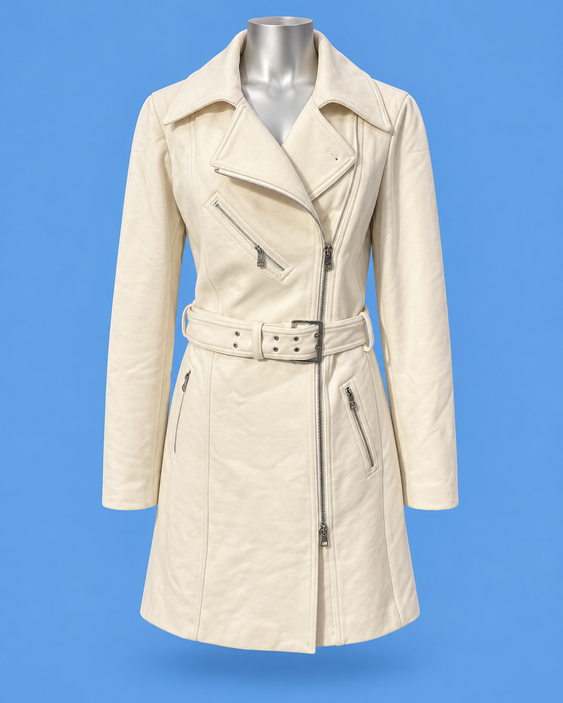 BREMA Cream Belted Biker Coat