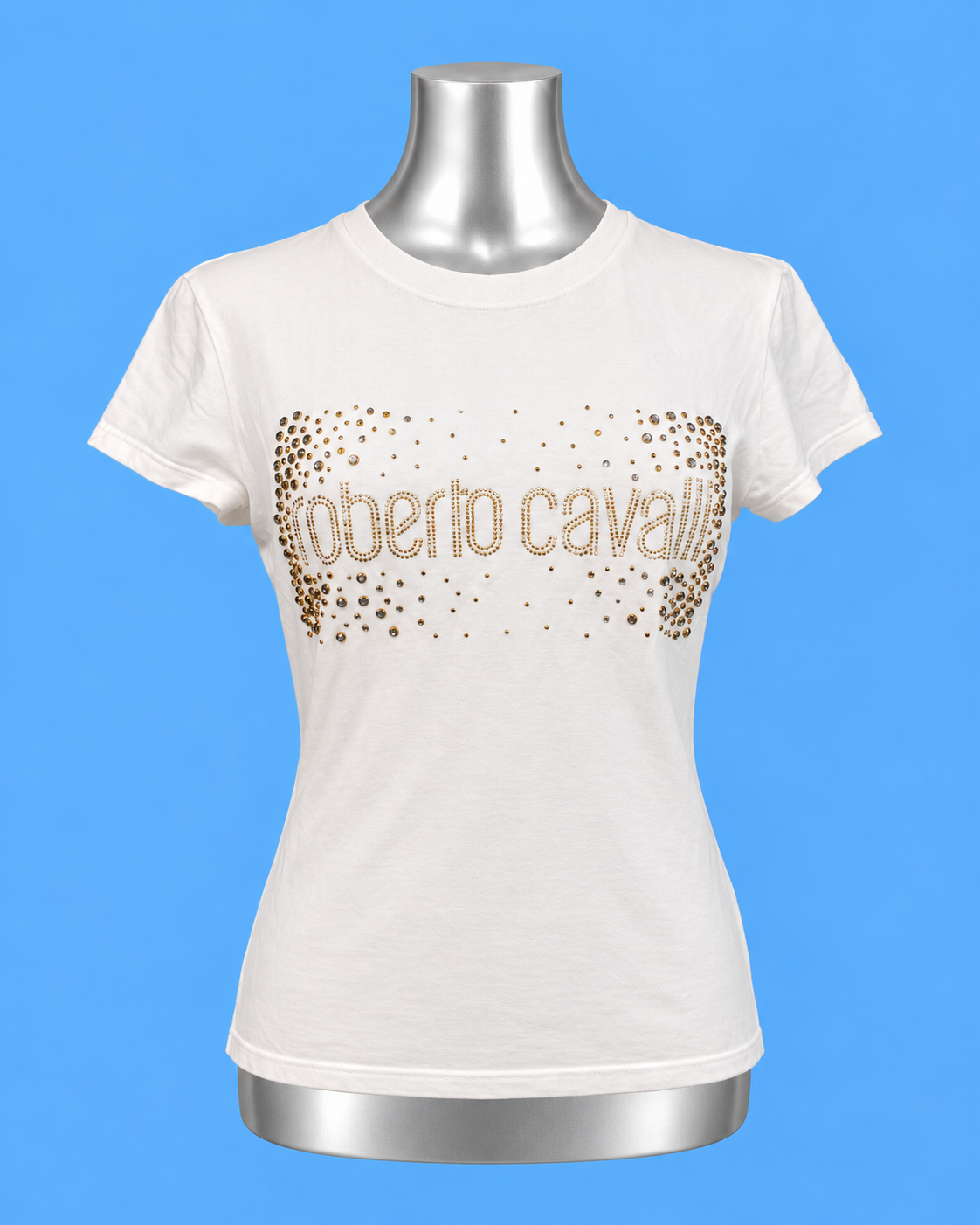 ROBERTO CAVALLI White Crystal Logo T-Shirt