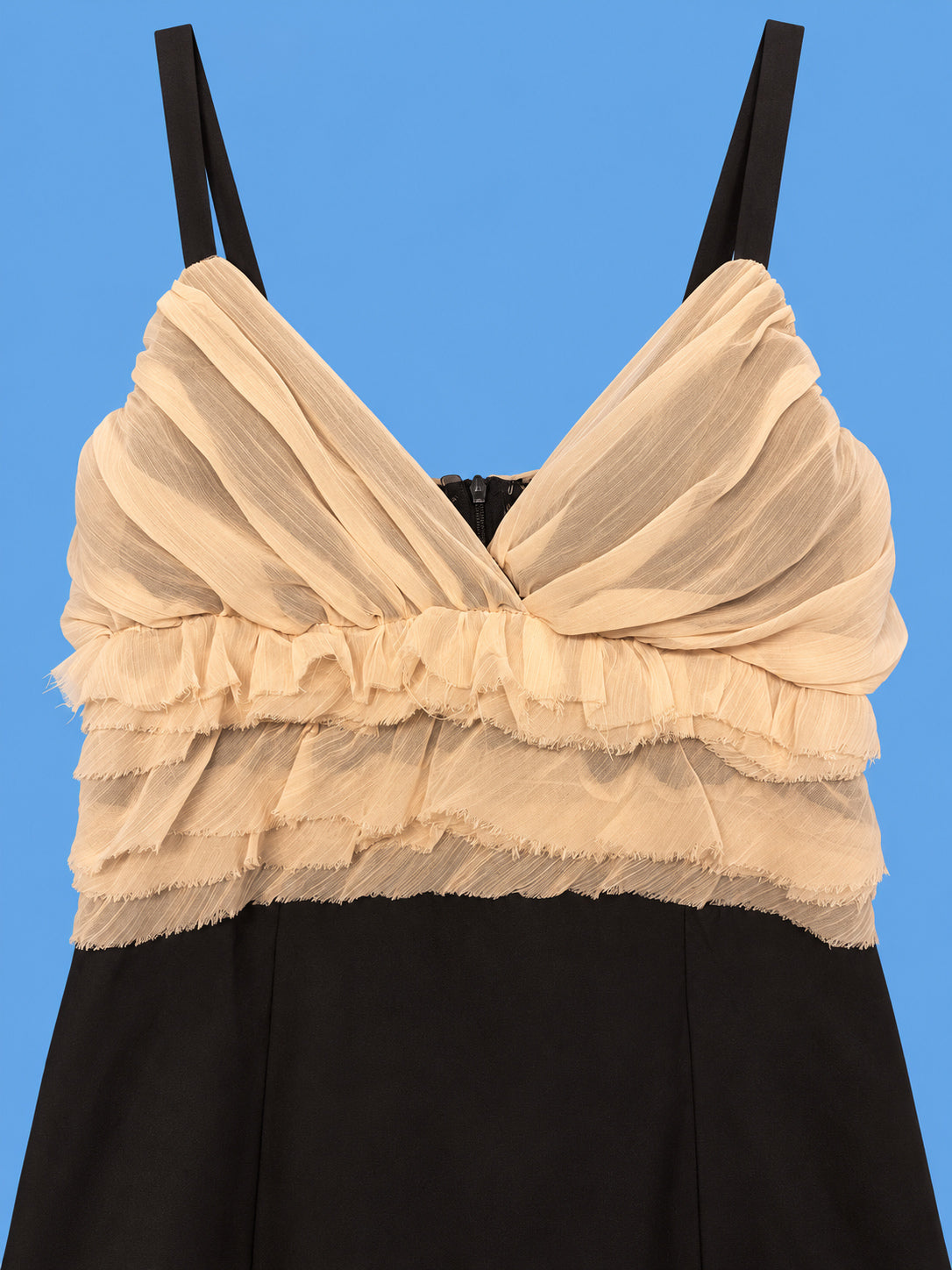 SILVIAN HEACH Black & Champagne Ruffle Dress