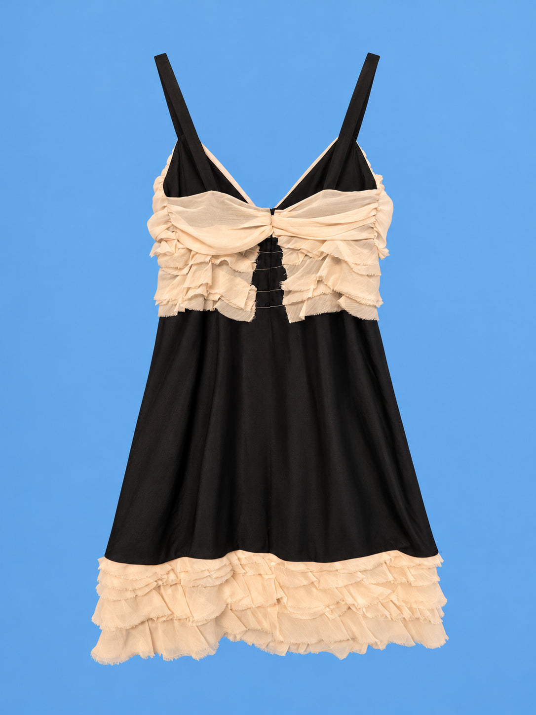 SILVIAN HEACH Black & Champagne Ruffle Dress