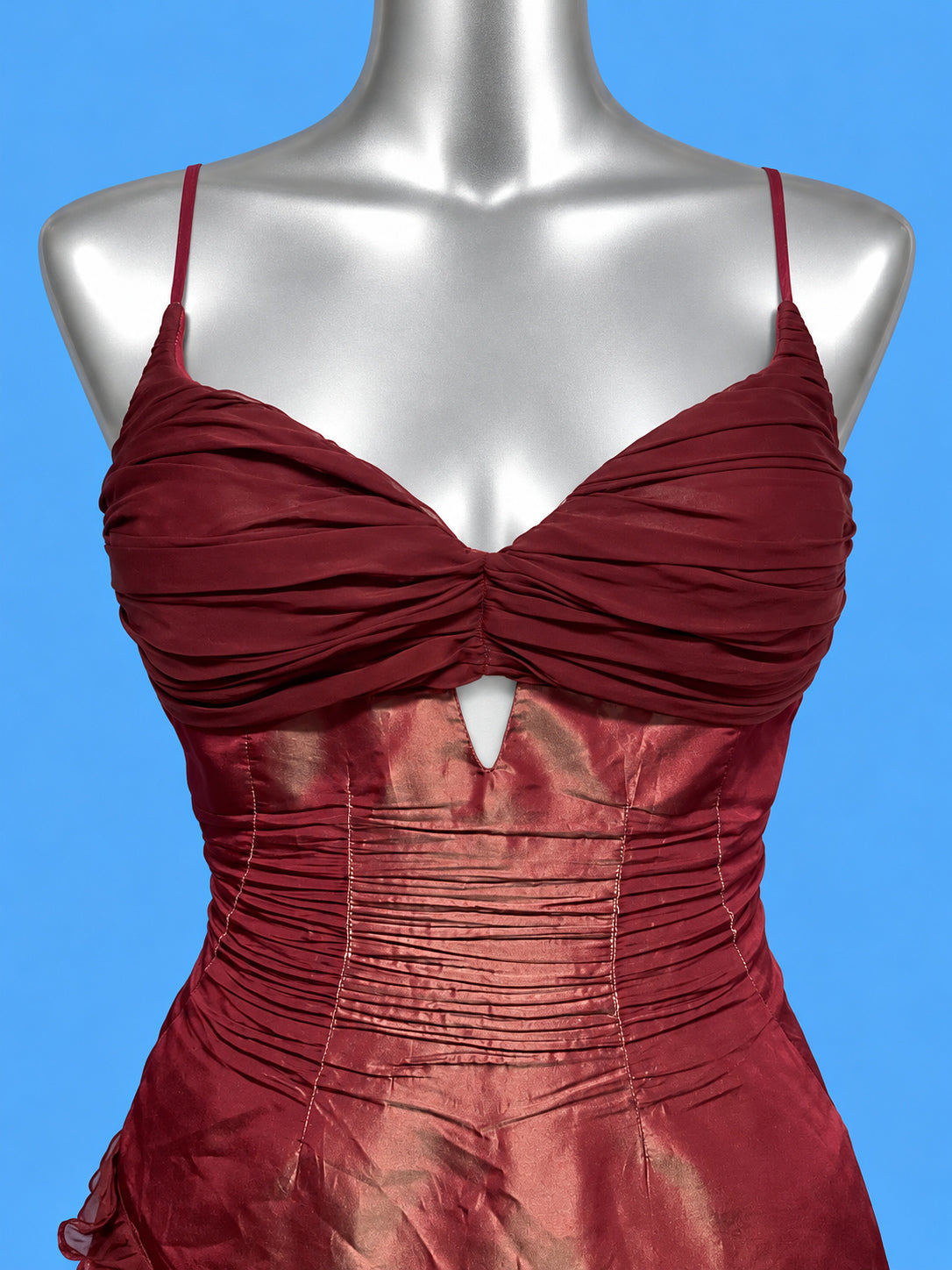 LIST BOUTIQUE Burgundy Ruffle Gown