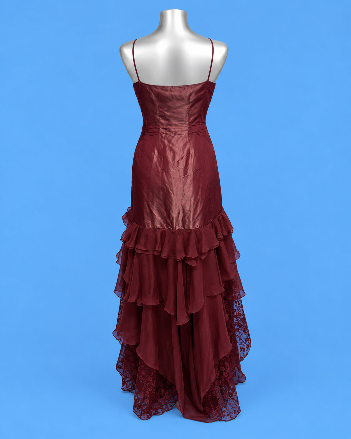 LIST BOUTIQUE Burgundy Ruffle Gown