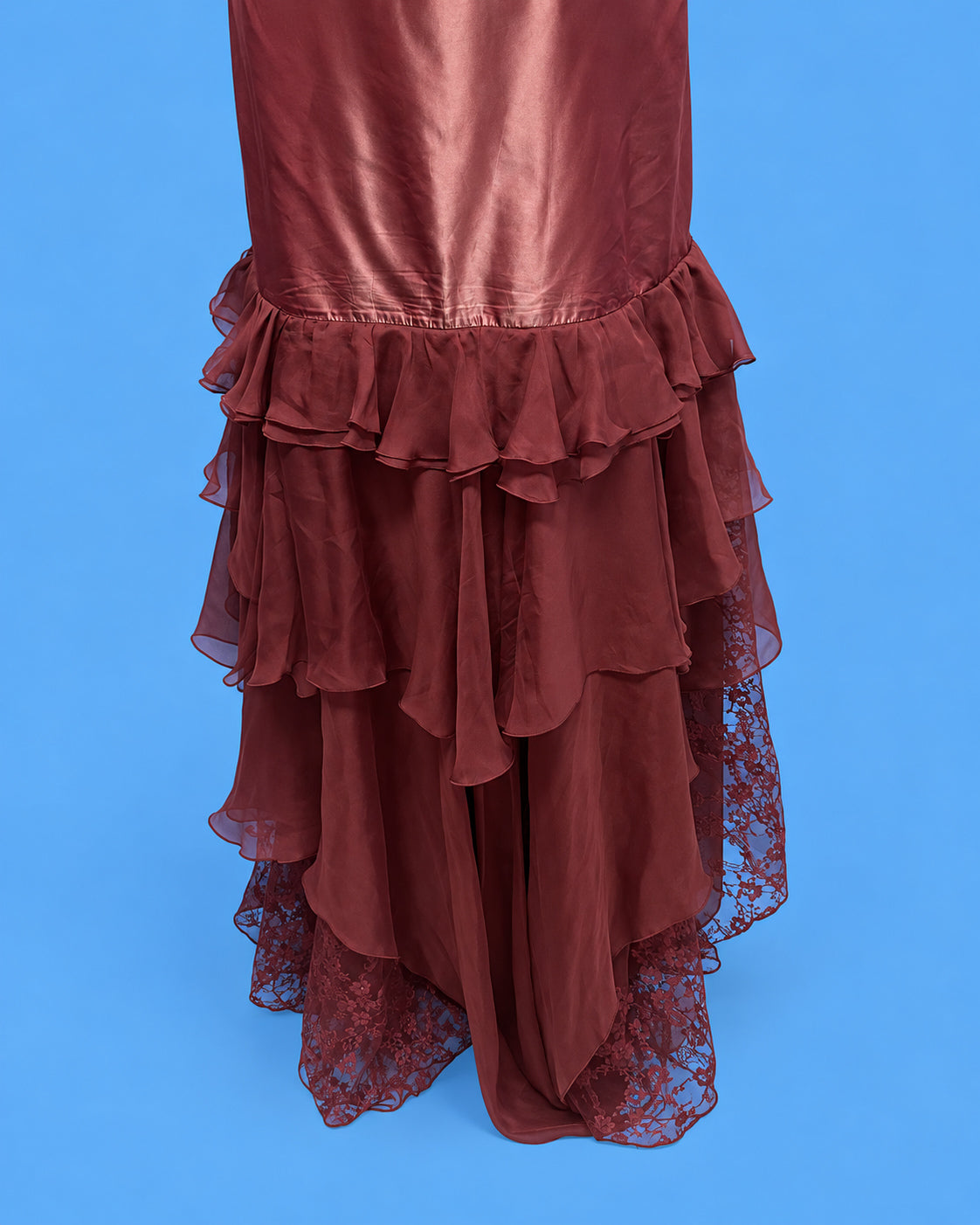 LIST BOUTIQUE Burgundy Ruffle Gown