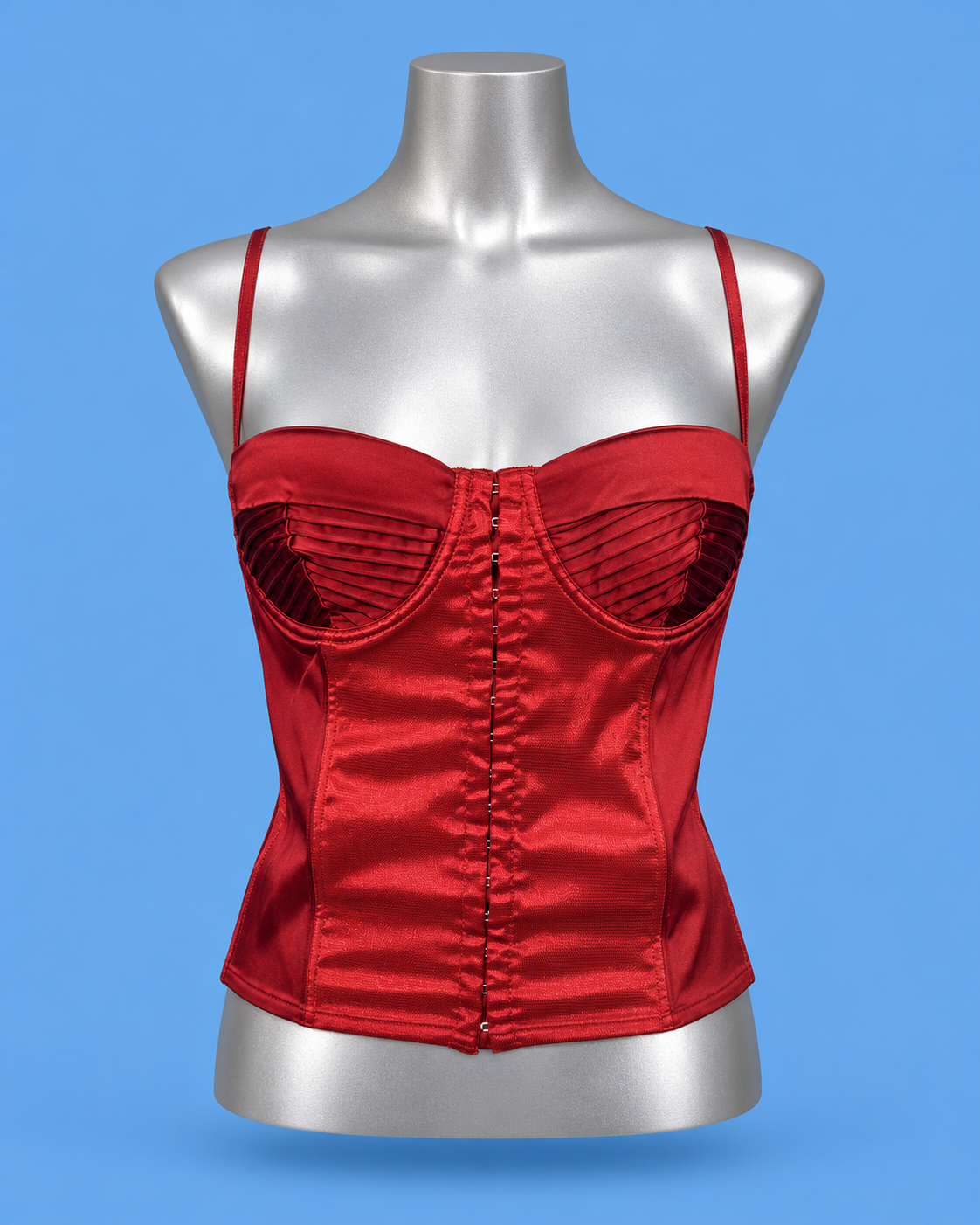 SISLEY Red Satin Corset Top