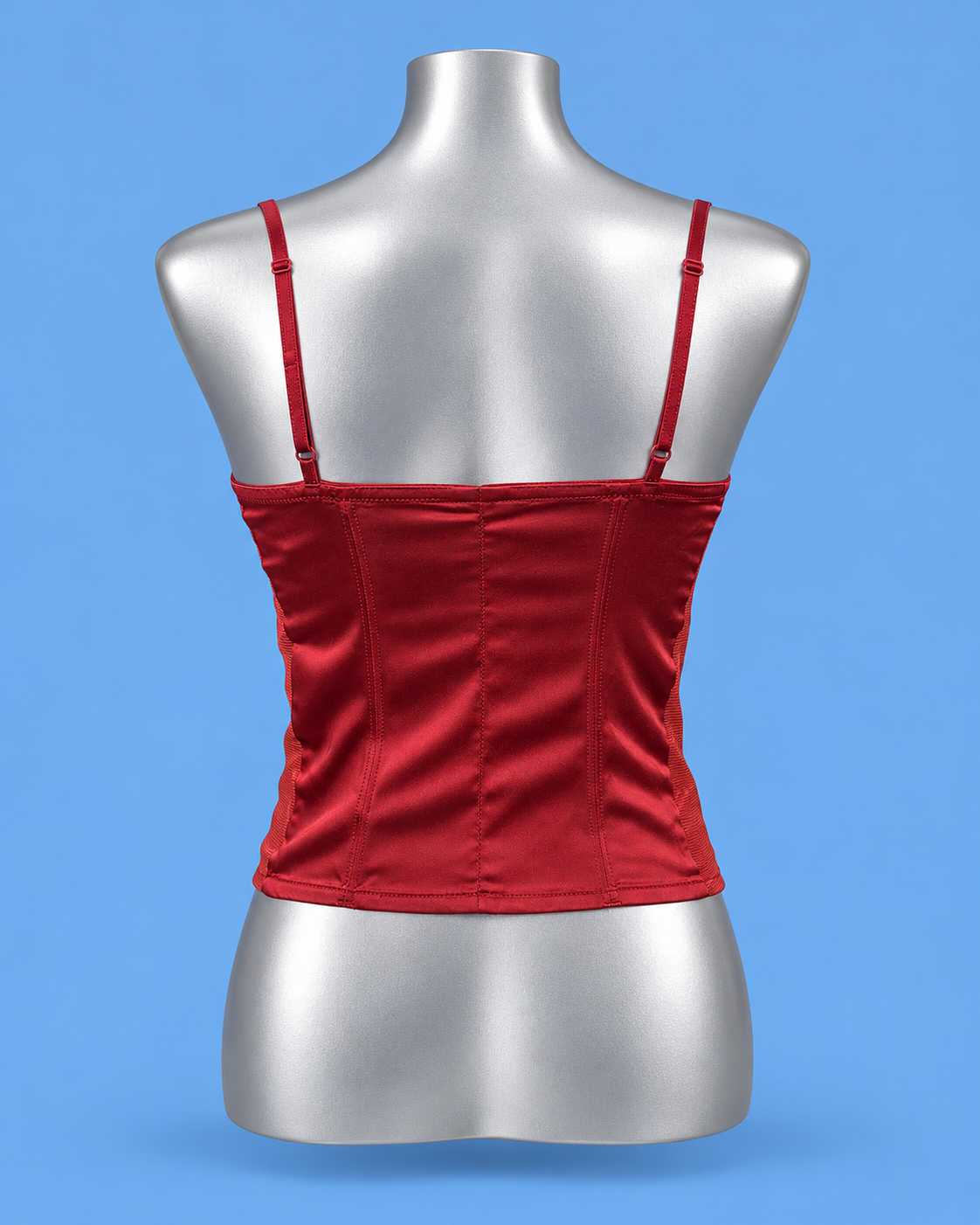 SISLEY Red Satin Corset Top