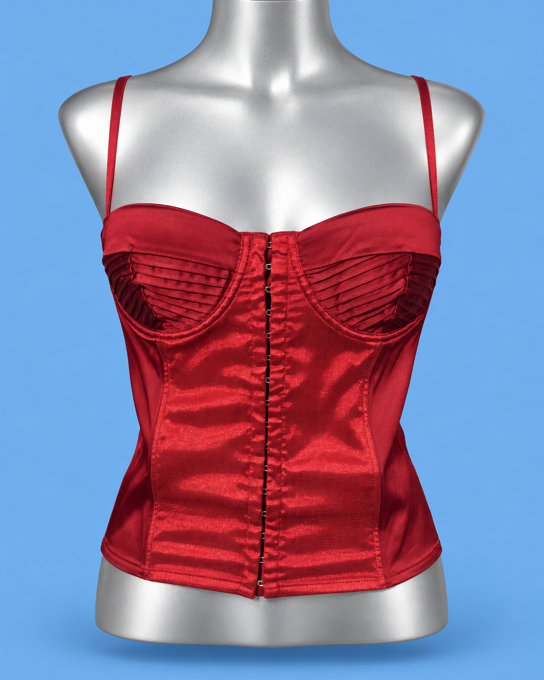 SISLEY Red Satin Corset Top