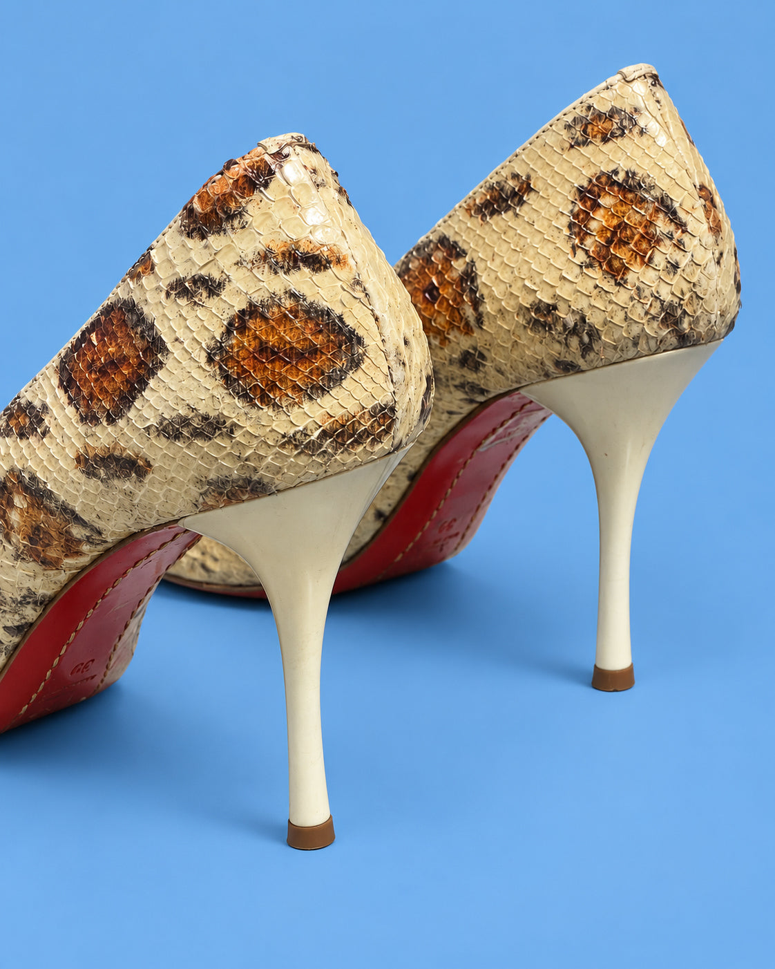 GIANCARLO PAOLI Snakeskin Peep-Toe Stiletto Pumps