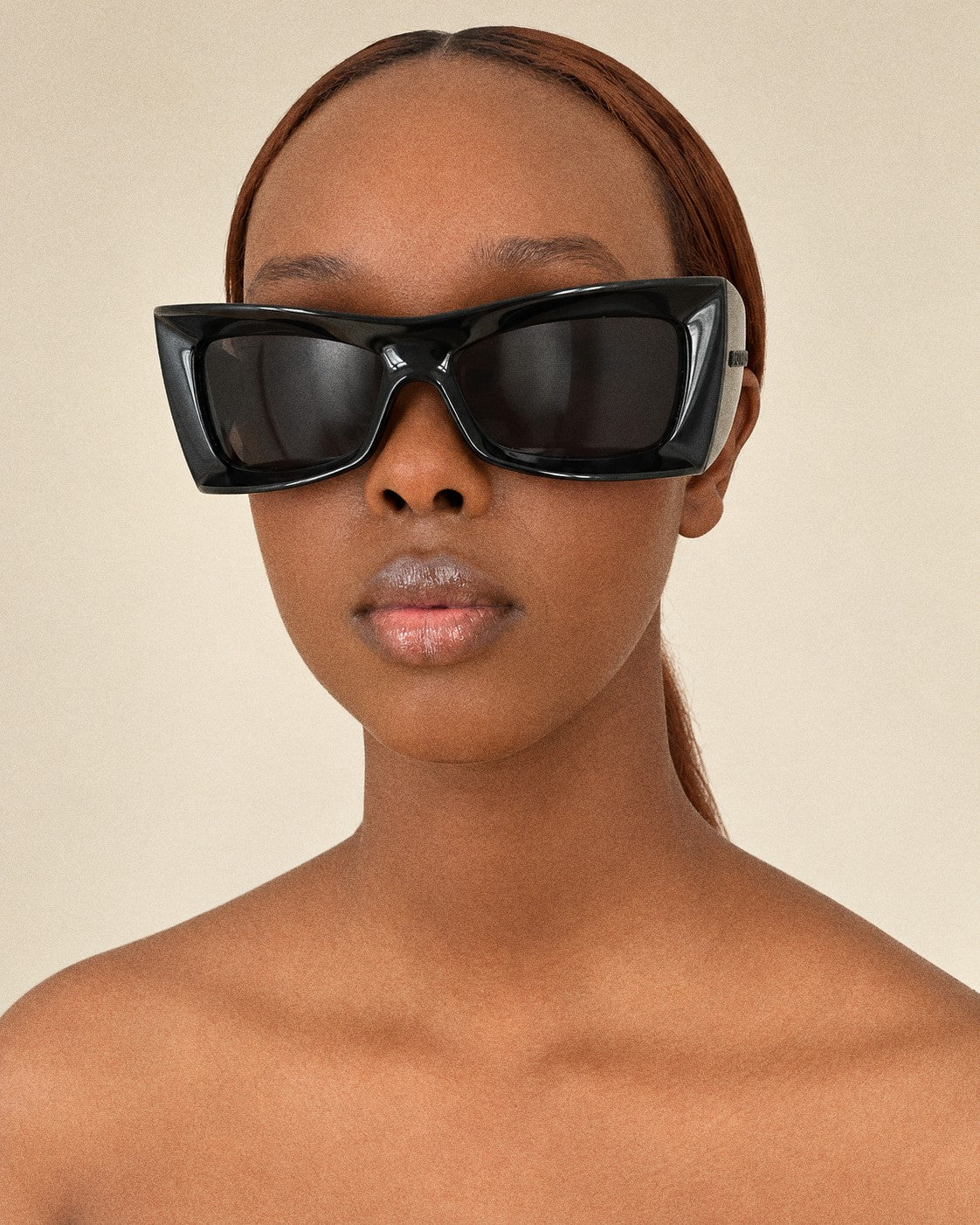 BALENCIAGA Black Sculptural Shield Sunglasses