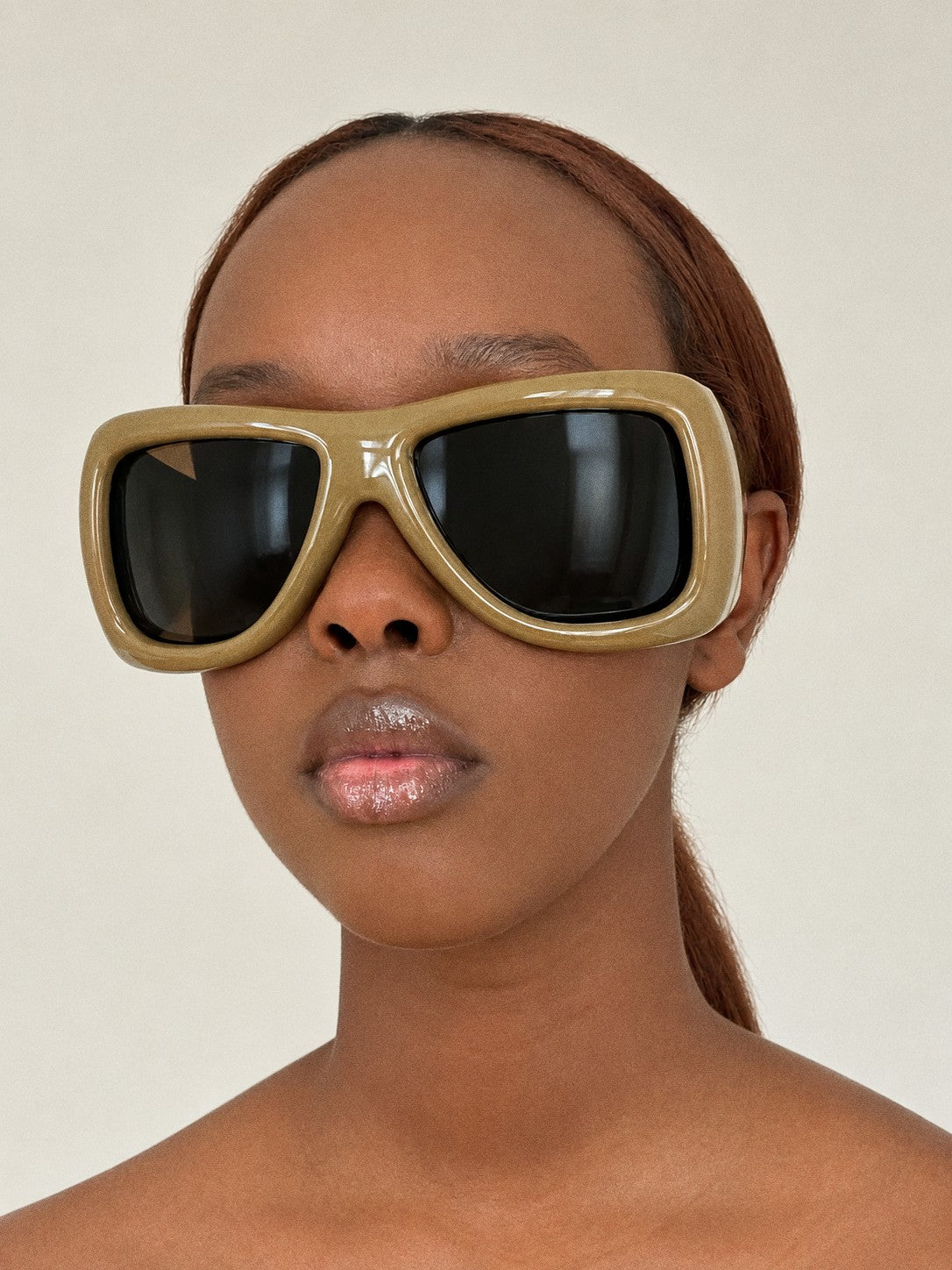 SAINT LAURENT HOWL Olive Green Shield Sunglasses