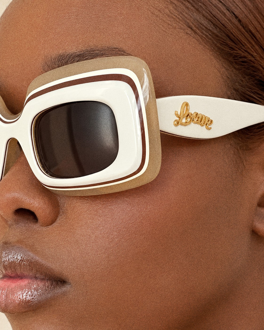 LOEWE Cream & Beige Oversized Geometric Sunglasses