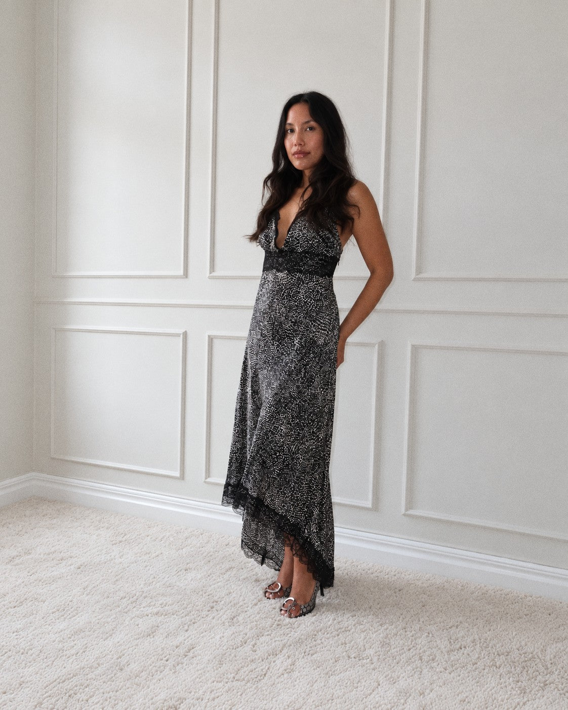 MISS MAX Animal-Print Lace Slip Dress