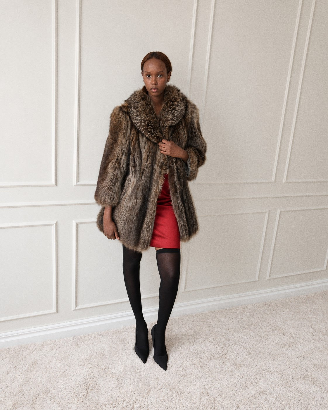 RÉDER Brown Statement Fur Coat