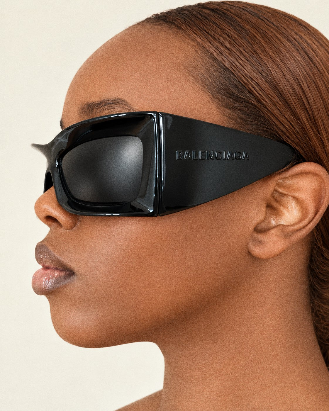 BALENCIAGA Black Sculptural Shield Sunglasses