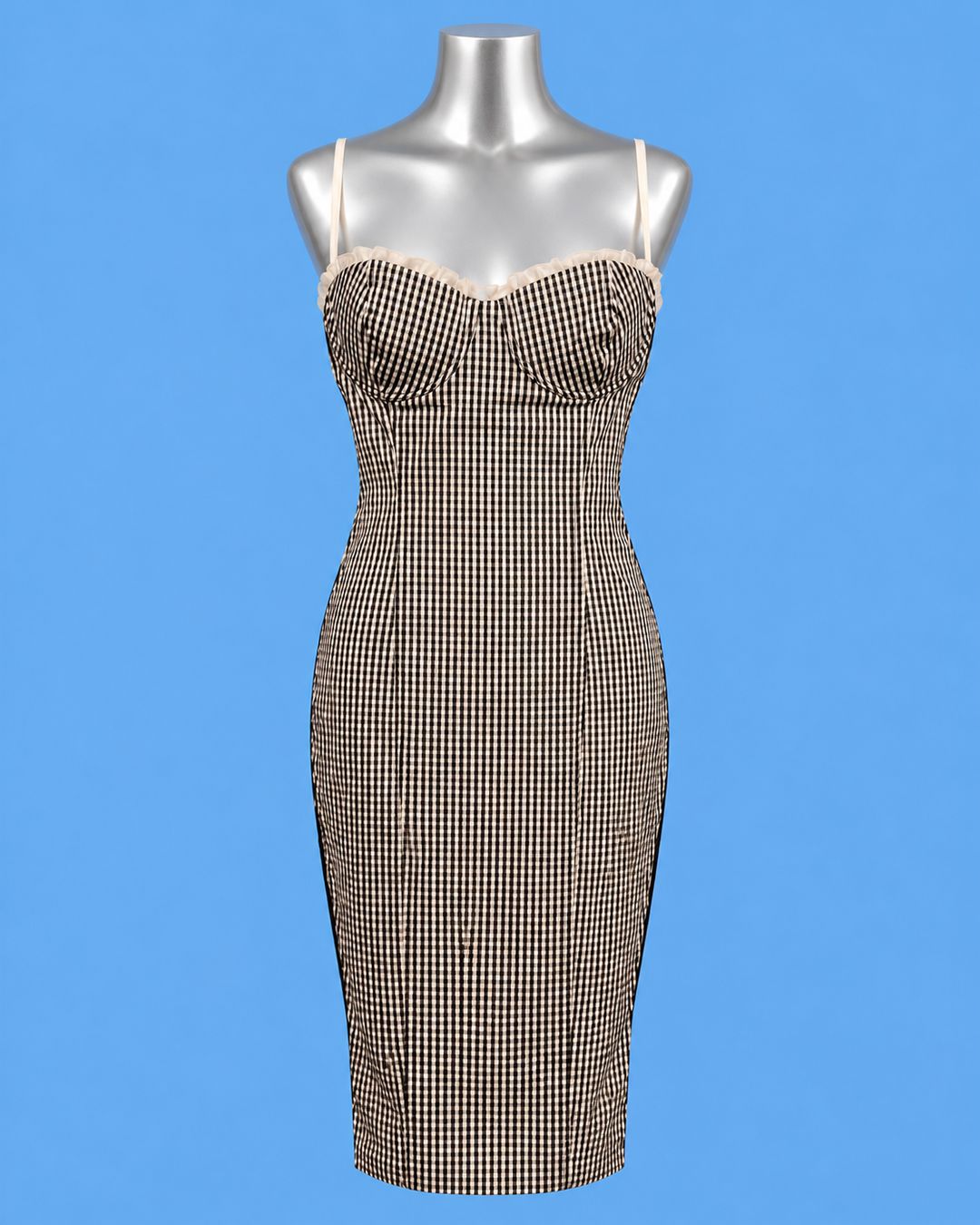 ICEBERG Black & White Gingham Bustier Dress
