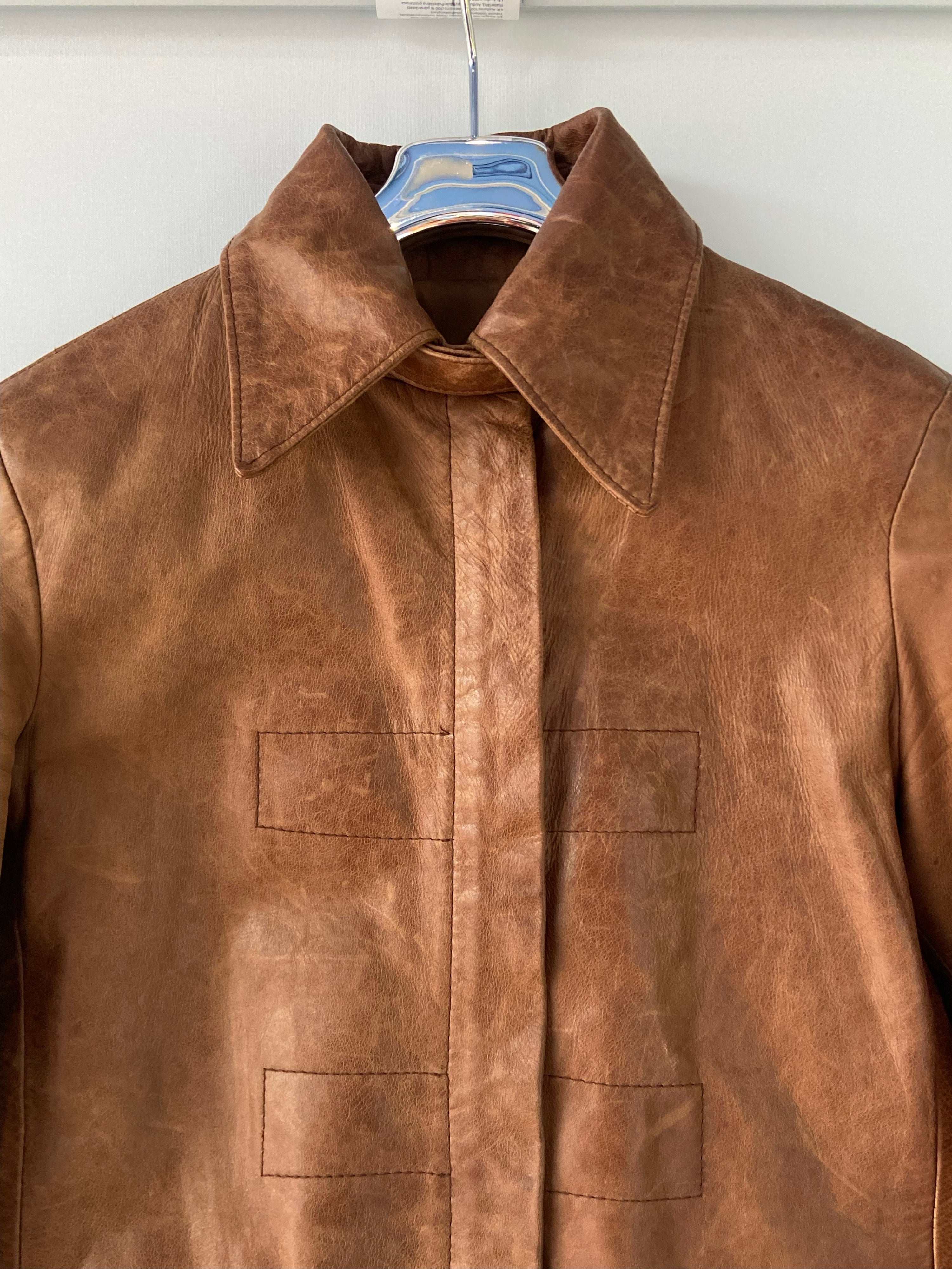 Kor@Kor Italian Genuine Leather Jacket – Tan Brown with Buckle Sleeve Detailing