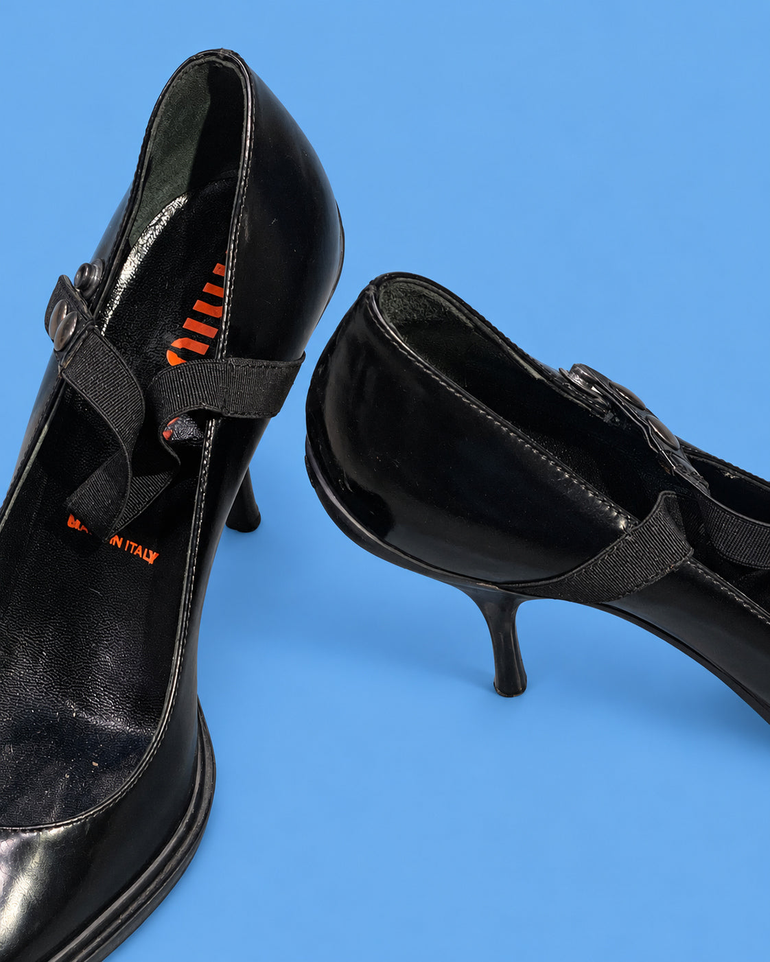 MIU MIU Black Patent Leather Mary Jane Stiletto Pumps