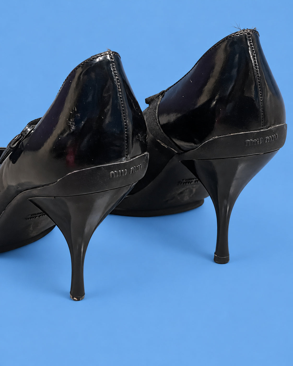 MIU MIU Black Patent Leather Mary Jane Stiletto Pumps