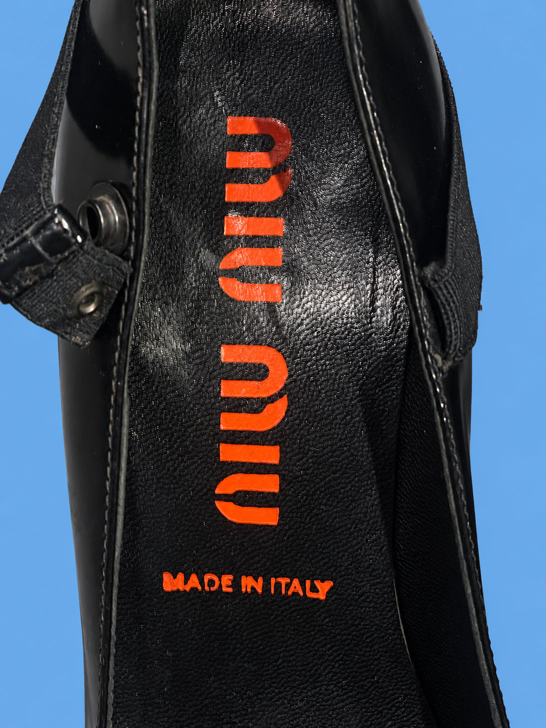 MIU MIU Black Patent Leather Mary Jane Stiletto Pumps