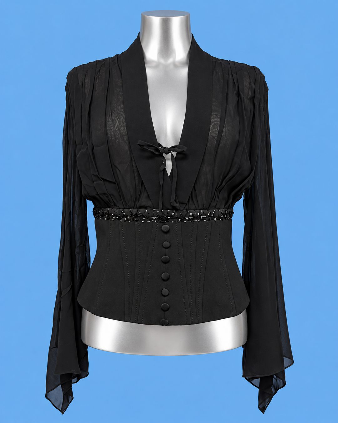 MISS MAX Black Corset-Waist Blouse