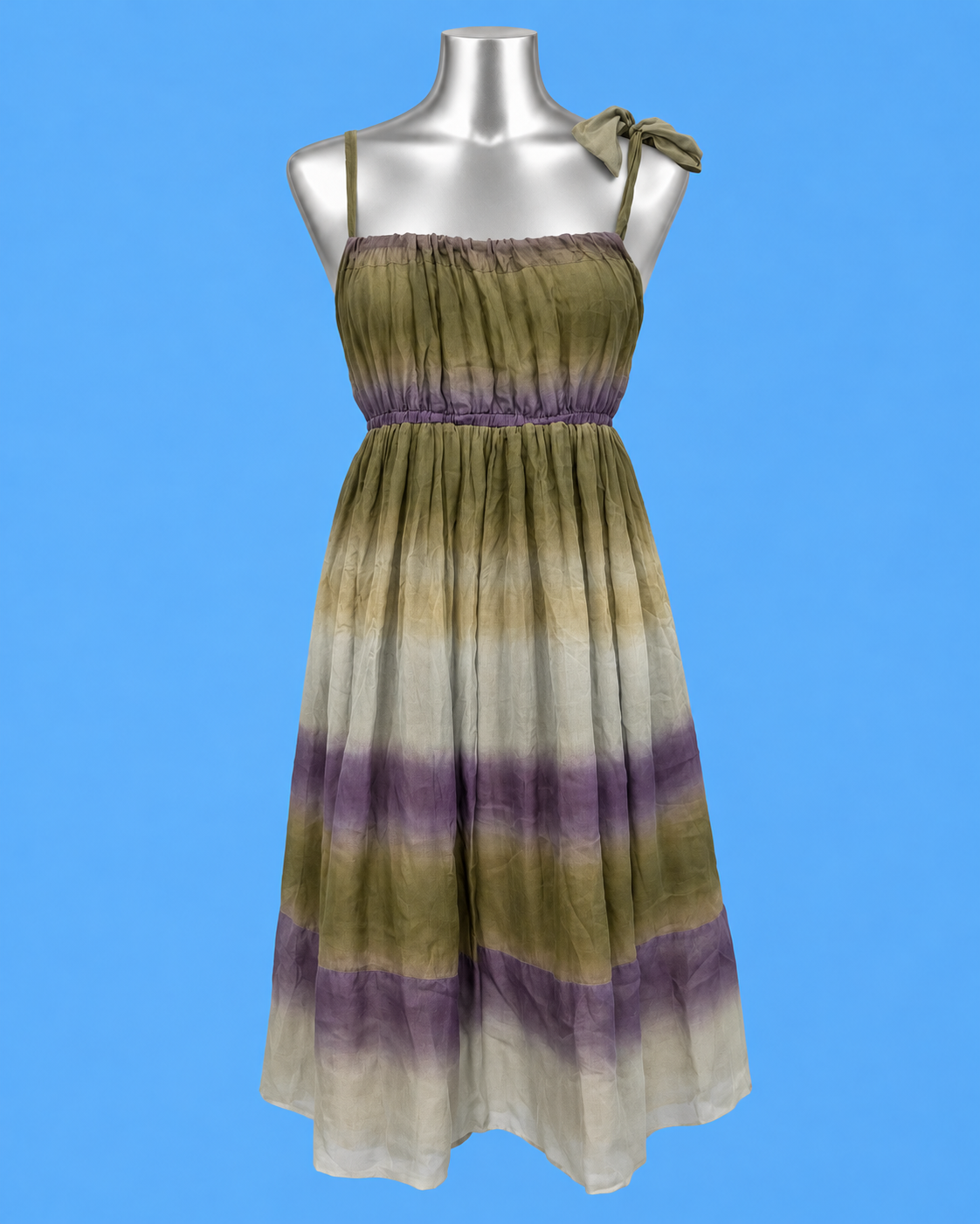 Ombré Bow Shoulder Midi Dress