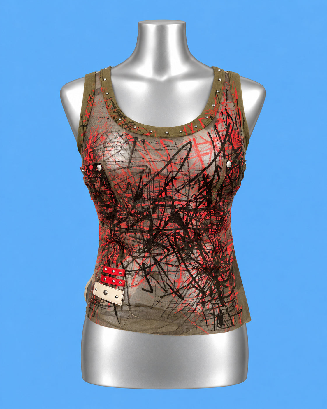PLANURA STUDIO Abstract Graffiti Studded Tank Top