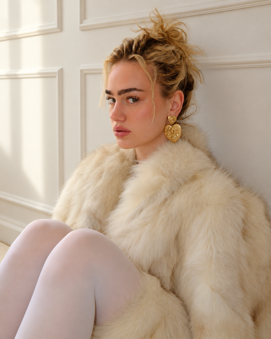 Vintage Ivory Statement Fur Coat