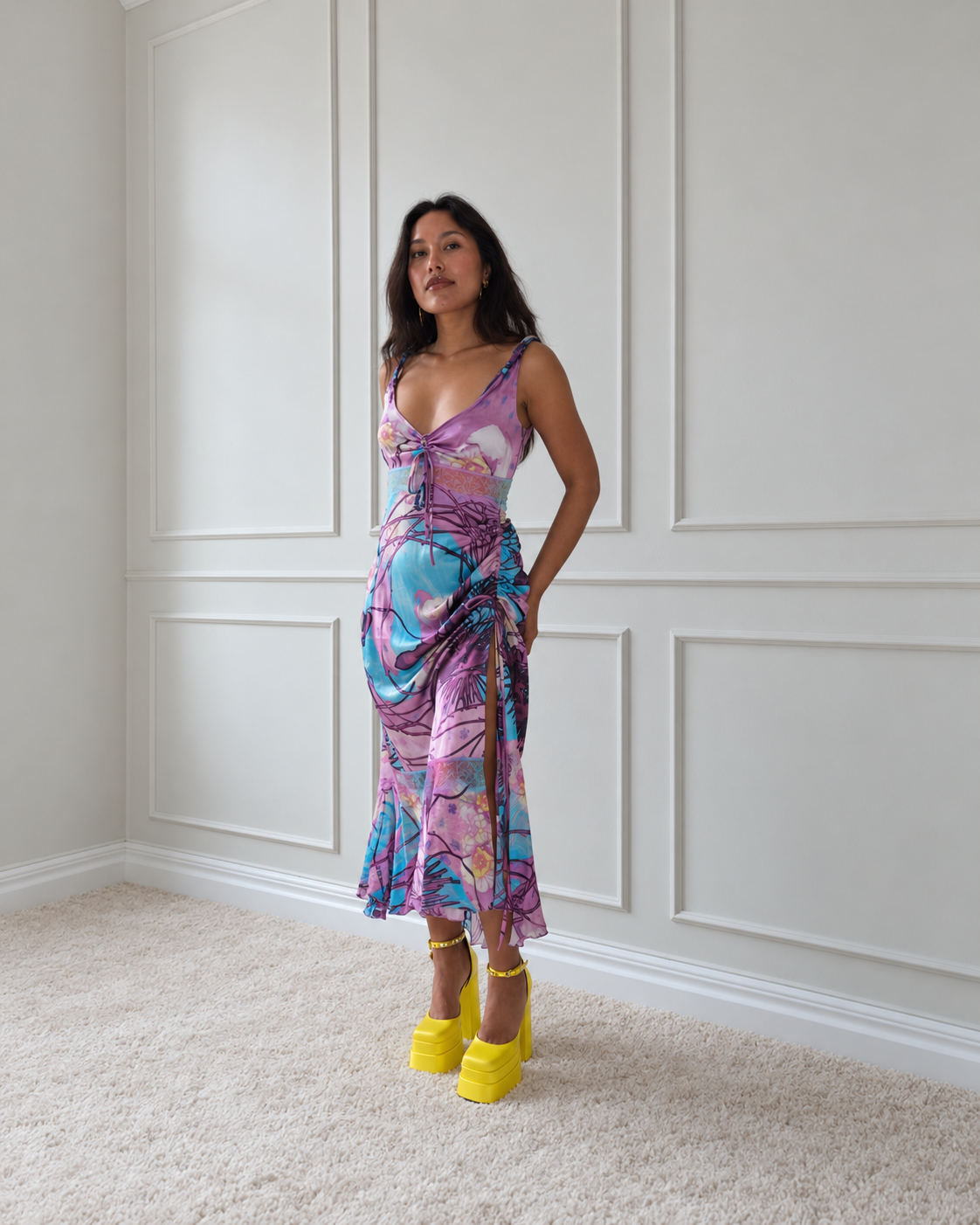 ANGELO MARANI Pink & Turquoise Floral Dress