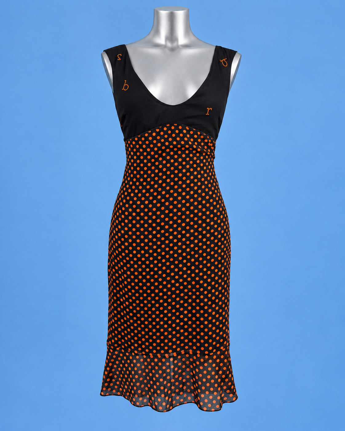 ROCCO BAROCCO Orange Polka Dot Midi Dress