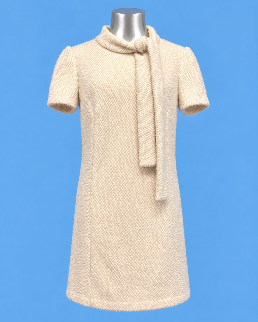 SANDRO FERRONE Ivory Tie-Neck Shift Dress