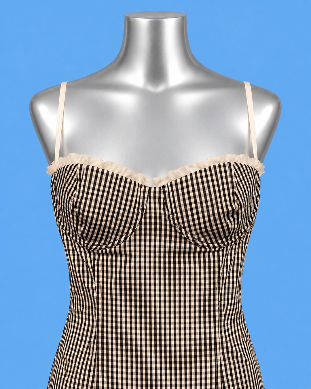ICEBERG Black & White Gingham Bustier Dress