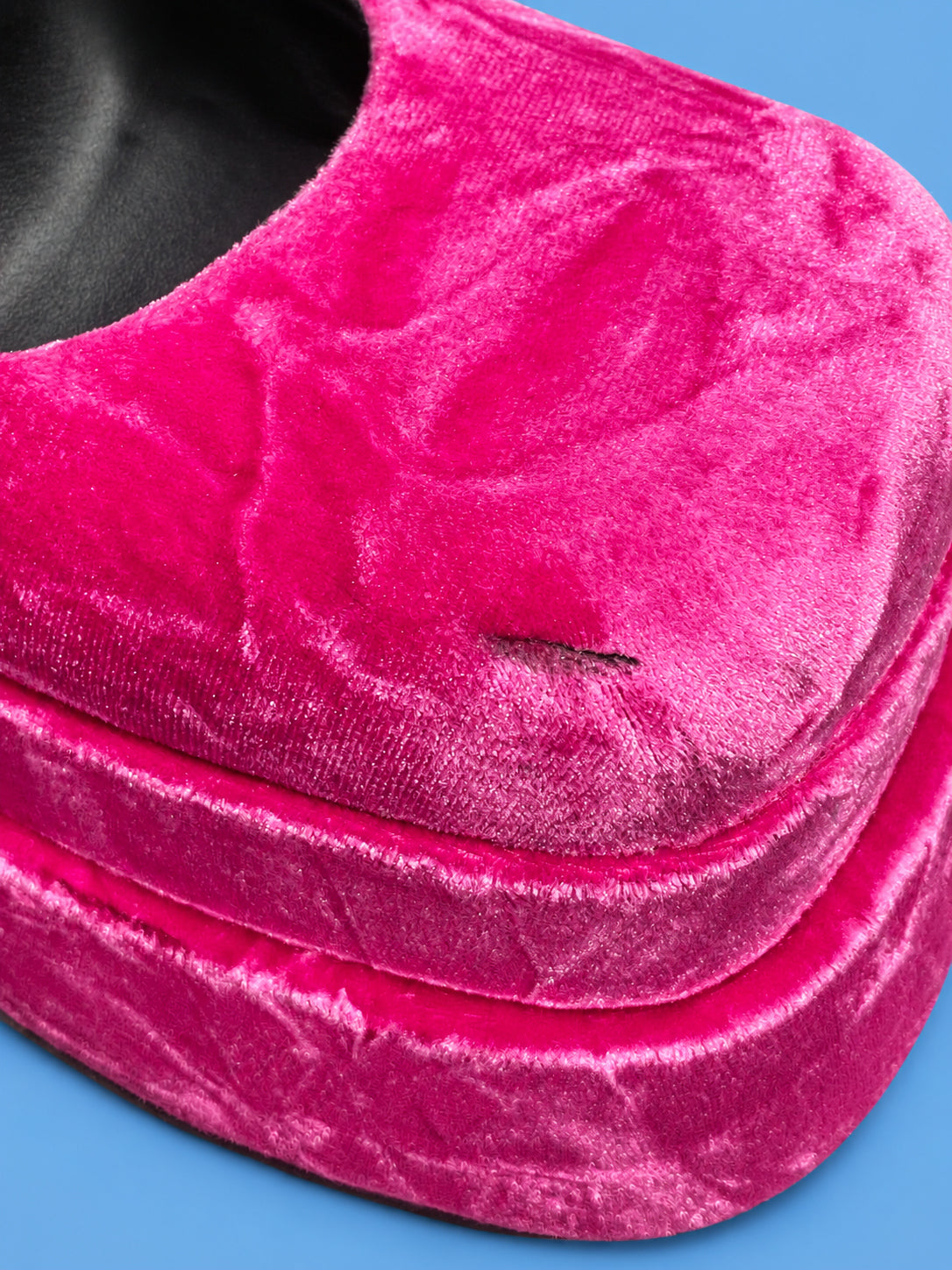 VERSACE Hot Pink Crushed Velvet Medusa Platform Heels